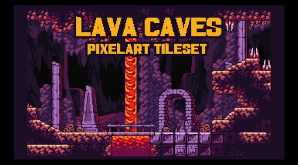 熔岩洞穴幻想像素藝術圖塊集