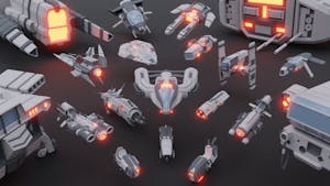 科幻模組化星艦與運輸艦組合包